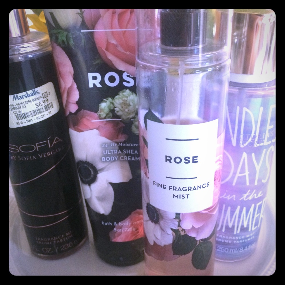 Set of four body spray and lotion
